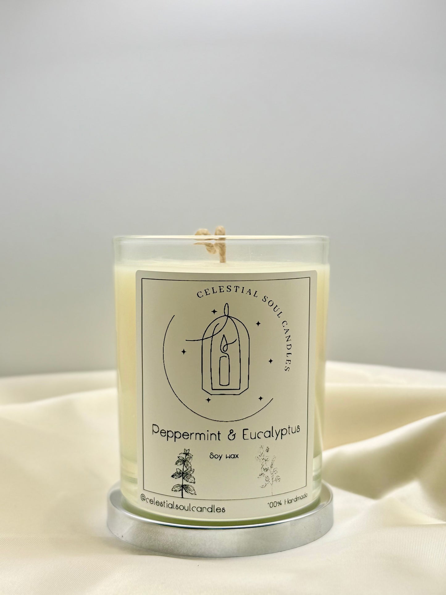 Peppermint & Eucalyptus Soy Wax Candle – A Refreshing Escape 🌿✨