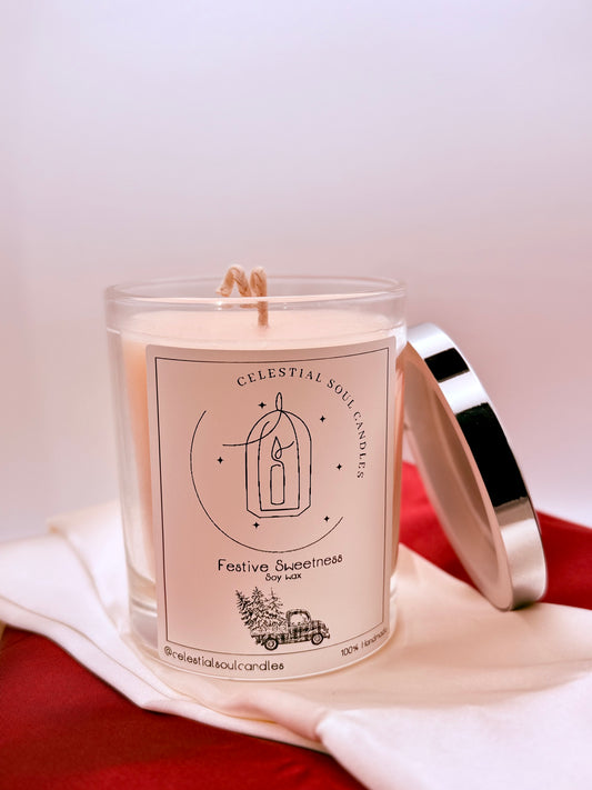 Festive Sweetness Soy Wax Candle – A Celebration in Every Glow 🎄✨